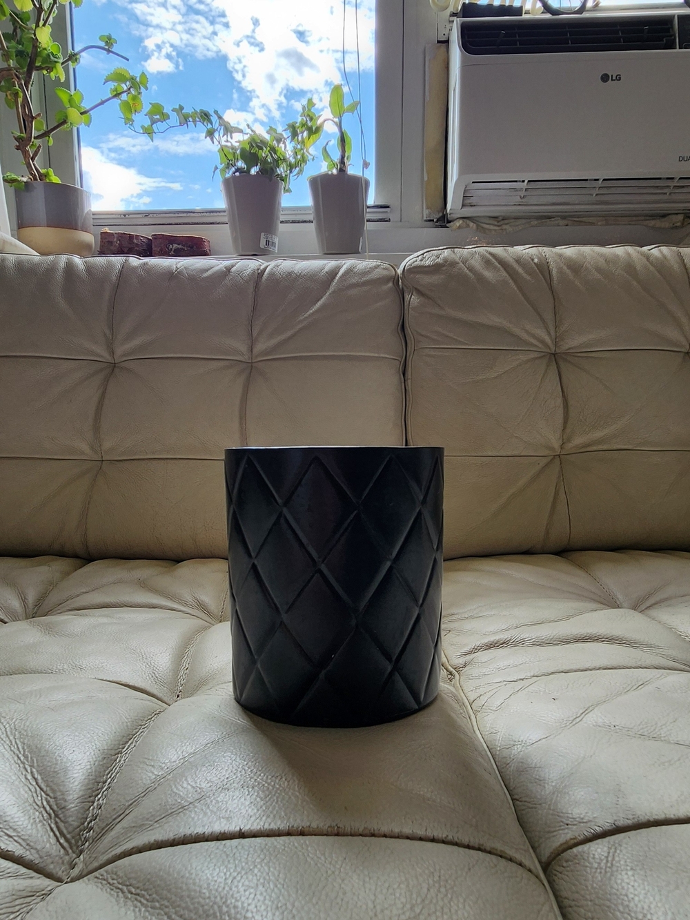 IKEA Black Quilted Ceramic Vase